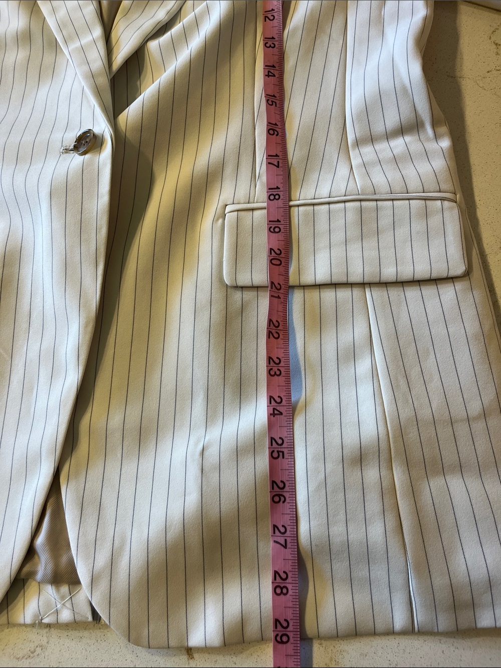 Banana Republic Cream Pinstripe Blazer with Gray Stripes - Picture 6 of 7